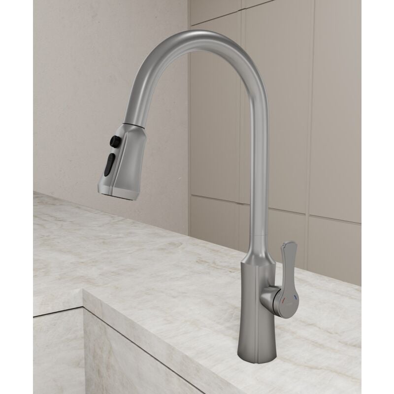 Kroos ® - Robinet mitigeur évier Nickel brossé - Beata