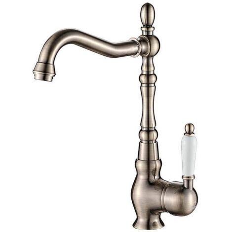 Mitigeur de cuisine monocommande en laiton avec finition chrome – Bec mobile en L – Hauteur 304 mm – Aérateur Neoperl anticalcaire