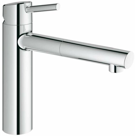 Mitigeur de cuisine monotrou – Finition chrome Starlight – Bec pivotant 100° – Cartouche Grohe SilkMove 35mm – Débit 7,5 l/min