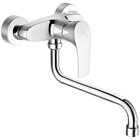 Mitigeur de Cuisine Mural Robinet d'évier Pivotant à 180° Robinetterie en Laiton Chromée Design Moderne