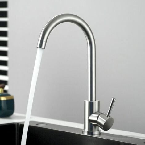 ONYZPILY Mitigeur de cuisine Nickel Brossé ,Mitigeur monocommande Pivotant à 360° ,en Acier Inox ,Eau Chaude et Froide