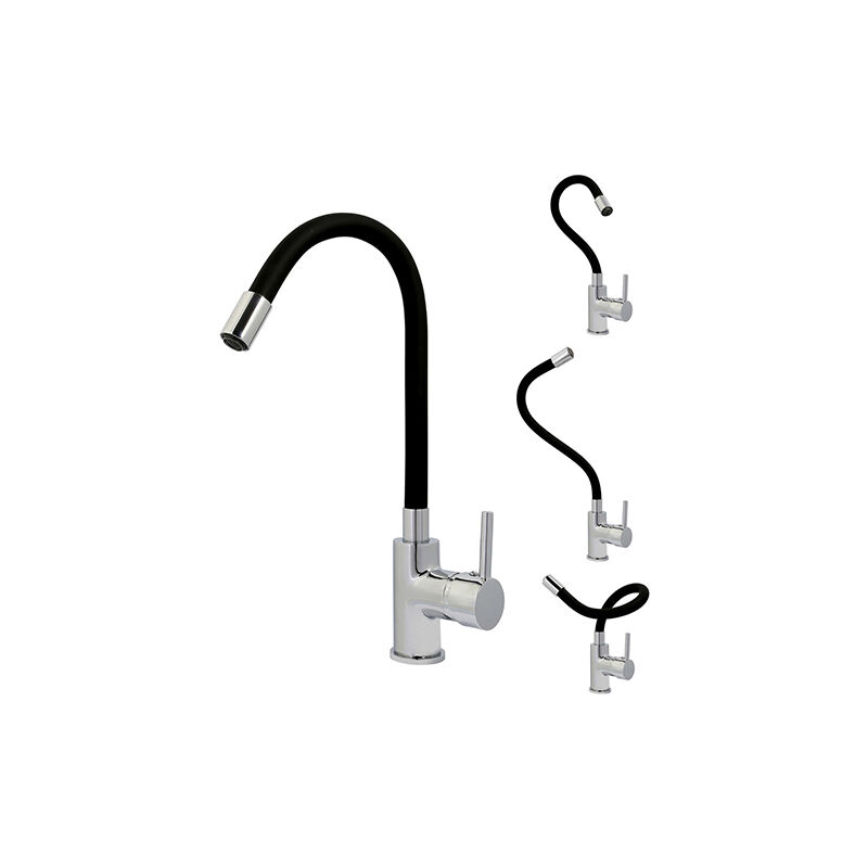 Edouard Rousseau - Mitigeur Evier ILO MÉMOIRE DE FORME - Noir / Chromé