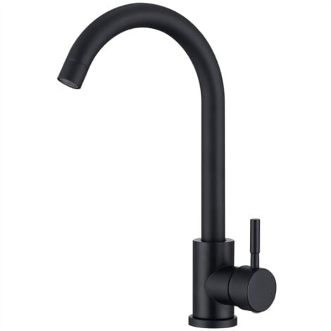 Mitigeur de Cuisine Noir Robinet de Cuisine Bec Rotatif  360° Robinet Mitigeur d'Evier en Acier Inox Durable