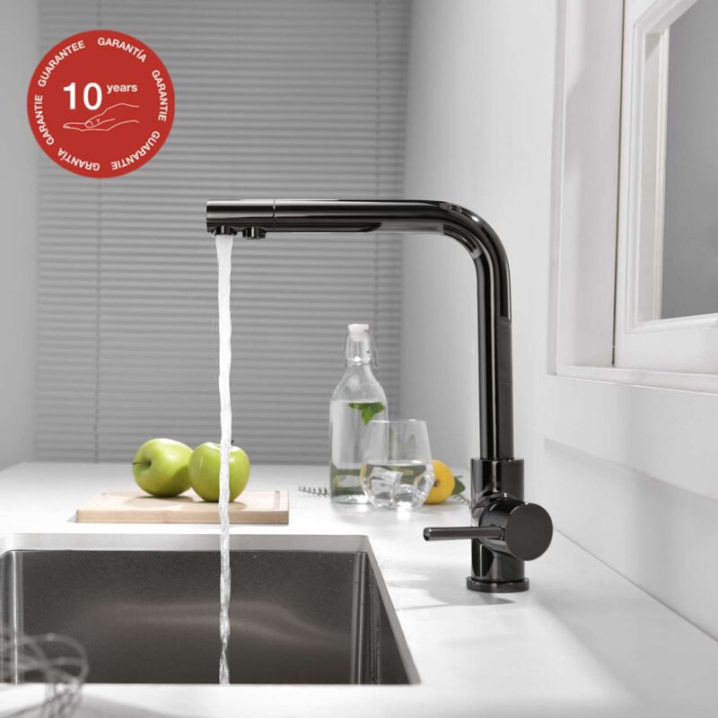 Poalgi - Mitigeur de cuisine osmoseur bec haut sky bath noir cristal pvd série life