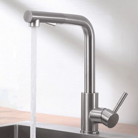 Mitigeur de Cuisine Pivotant à 360 ° avec Douchette Extractible, Robinet de Cuisine 2 Modes de Pulvérisation, Mitigeur évier de Cuisine en Acier Inoxydable,Froide / Chaud Disponible