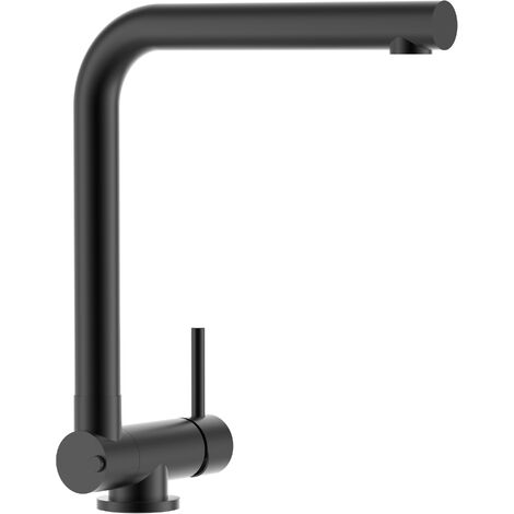 Mitigeur de cuisine rabattable 45mm – Bec pivotant 360° – Finition noir mat – Laiton norme DIN – Flexibles inox 450mm – Vizio