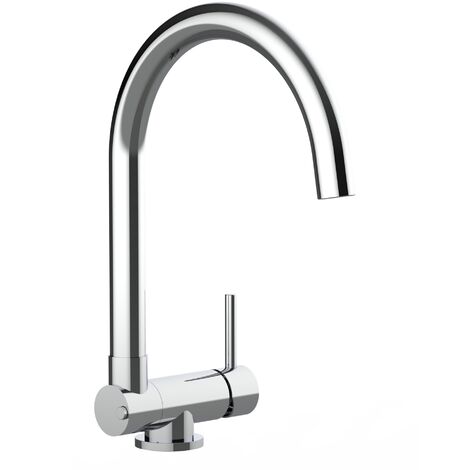 Mitigeur de cuisine rabattable 45mm – Bec pivotant 360° – Laiton chromé – Mousseur anticalcaire – Système de fixation FIX & LOCK – Vizio