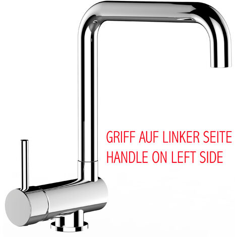 Mitigeur de cuisine rabattable 60mm avec poignée gauche – Bec pivotant 360° – Cartouche céramique Ø35mm – Laiton norme DIN EN 50930/6 – Vizio