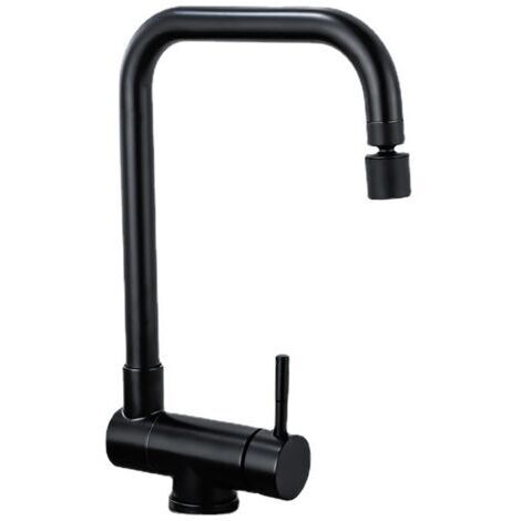 Mitigeur de cuisine rabattable noir – Bec pivotant 360° – 2 jets anti éclaboussure – Corps en laiton durable – Pour évier sous fenêtre