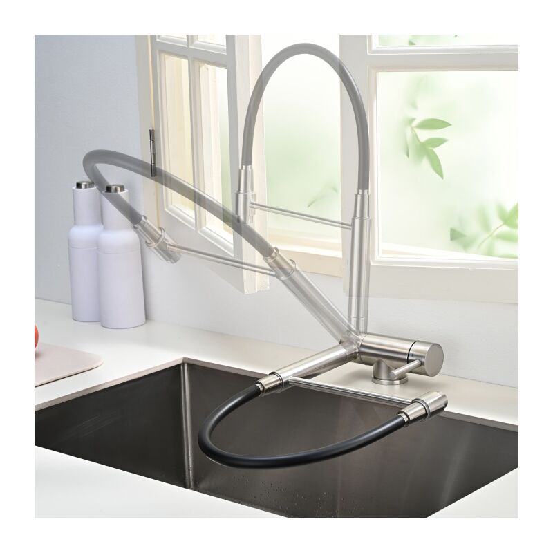 BuntHaus Robinet Cuisine Rabattable Mitigeur Cuisine sous Fenêtre Pliable Mitigeur Evier Cuisine Rotatif à 360° en Acier Inoxydable 304 Brossé