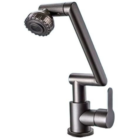 Mitigeur de cuisine , robinet de salle de bain pivotant sans hauteur , robinet de cuisine en cuivre , robinet de lavabo rotatif universel , robinet de lavabo domestique chaud et froid , tuyau de 60