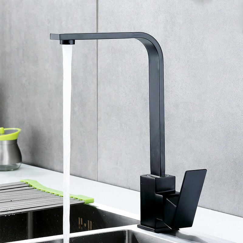 Mitigeur d'évier de cuisine noir orientable à 360