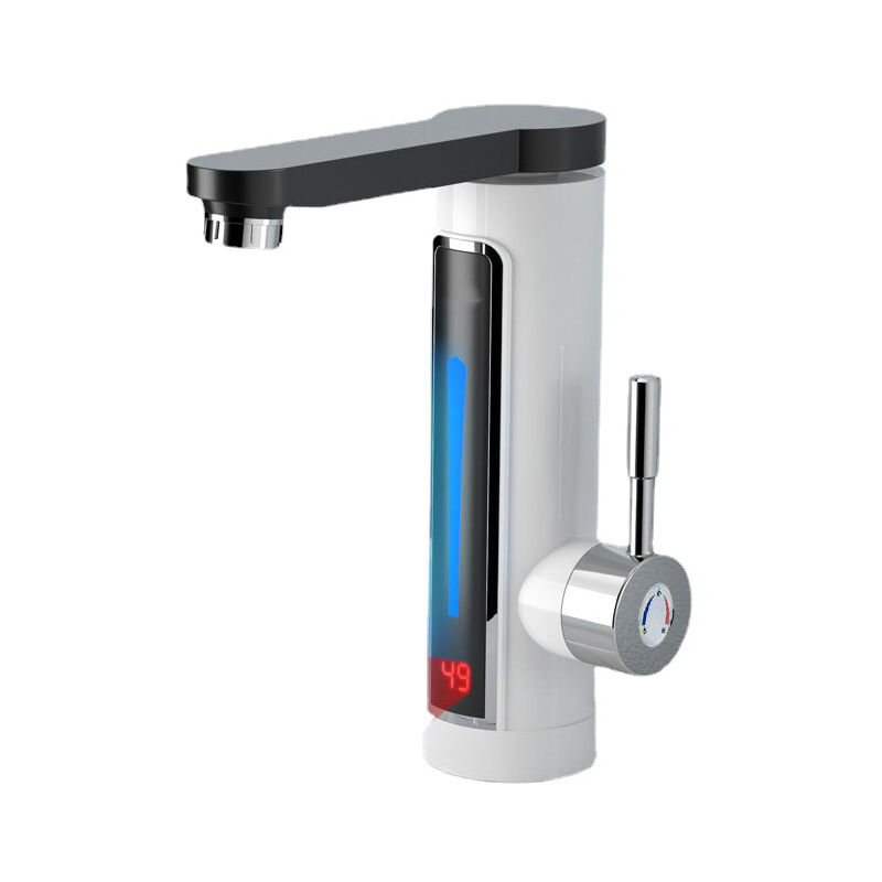 Tonchean - Mitigeur de cuisine,3300W led robinet chauffe-eau jauge de température robinet salle de bain/cuisine chauffe-eau instantané, argent