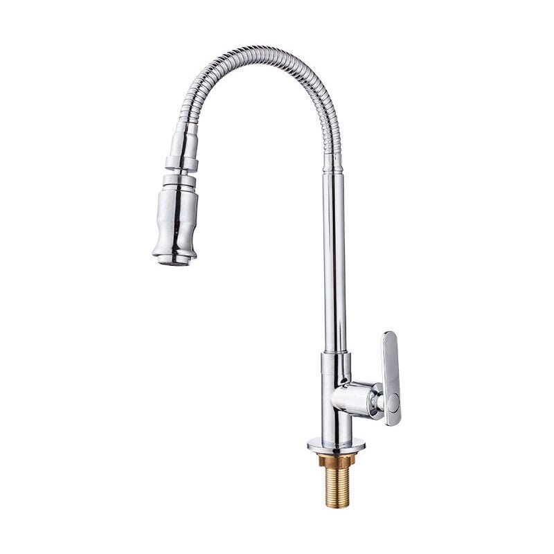 SNQ - Mitigeur de cuisine,360 Rotatif Cuisine Bar Salle de Bains Robinet d'évier Simple Eau Froide Cou Flexible Salle de Lavage Jardin extérieur