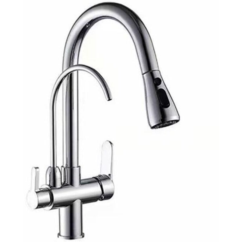 Linghhang - Mitigeur de cuisine,Mélangeur d'évier coulissant en laiton pour eau chaude et froide avec robinet d'eau potable