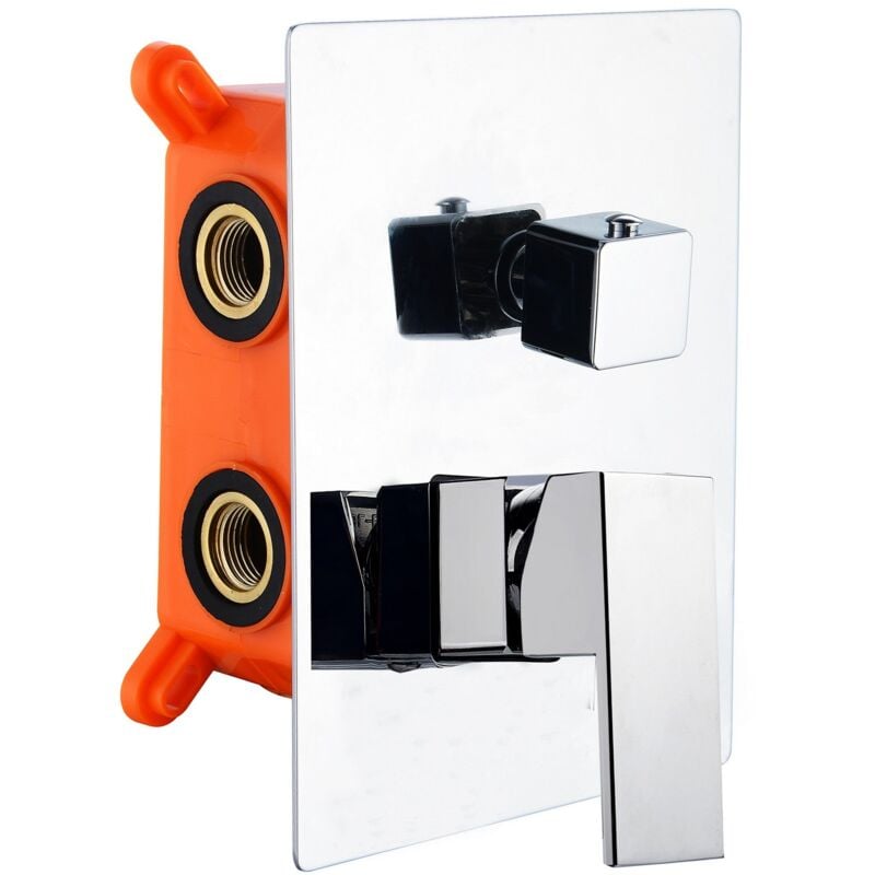 Mitigeur de douche carré encastré avec inverseur 3 voies