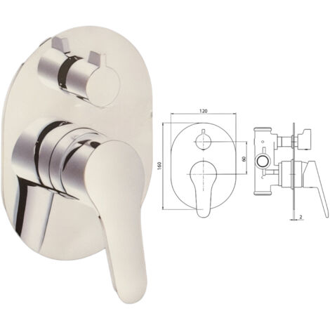 Mitigeur de douche encastré avec inverseur complet moderne