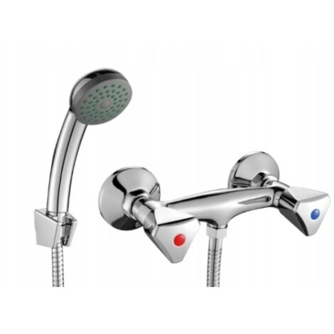Mitigeur de douche mural chromé Norm avec douche