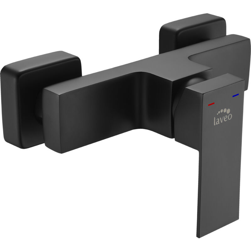 Mitigeur de douche mural sans garniture de douche noir Laveo Kvadrato