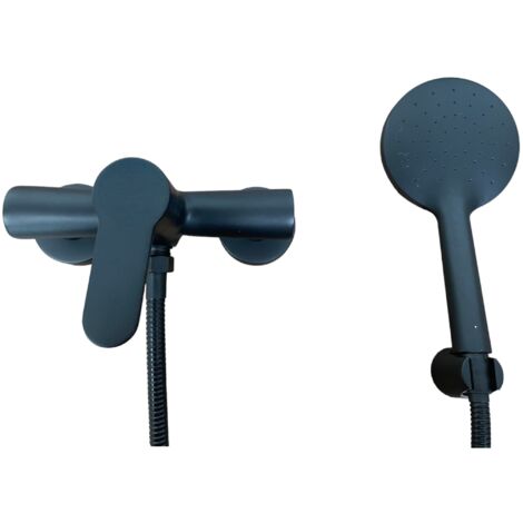 Mitigeur de douche pour robinetterie apparente, complet, noir mat