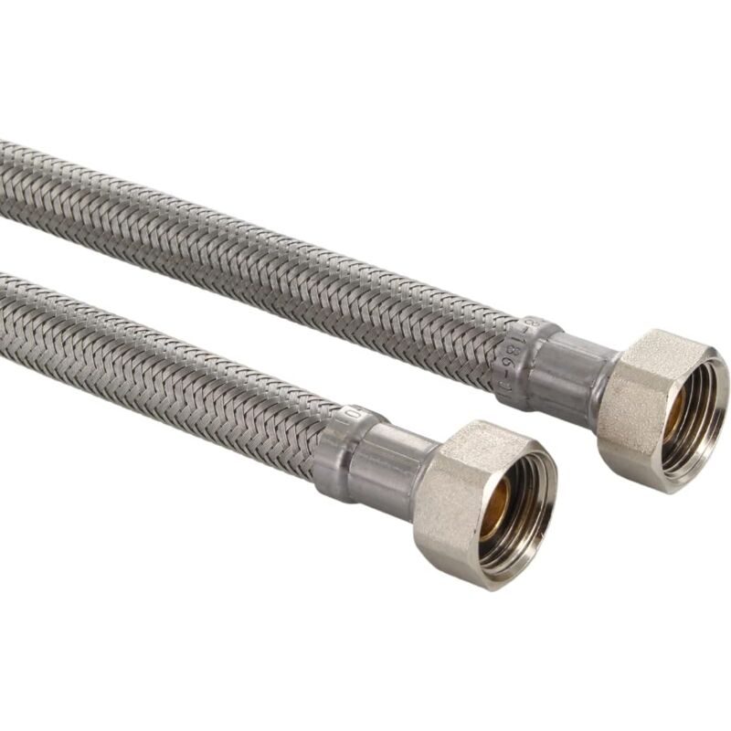 Lot de tuyaux de raccordement blindés de 1m- Longueur flexible - Pour robinet