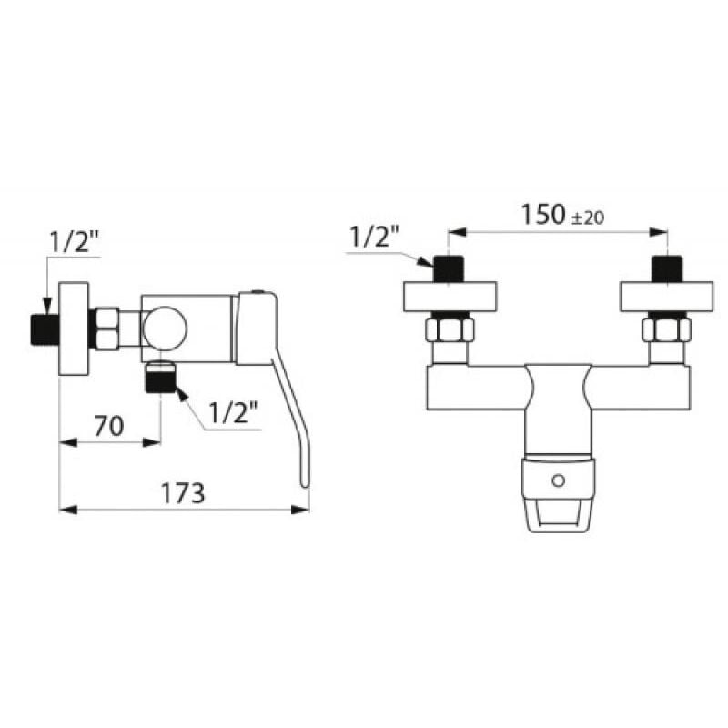 Mitigeur de douche Securitherm ep Delabie