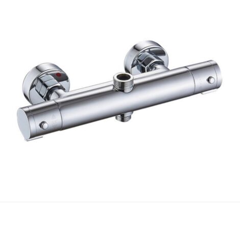 Mitigeur de douche thermostatique à deux sorties mitigeur de douche mural double sortie en laiton pour salle de bain – Argent