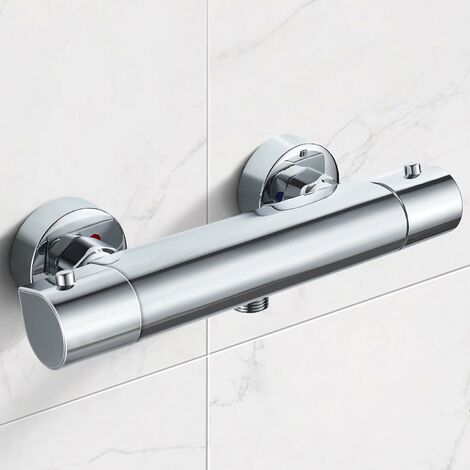 Mitigeur de douche thermostatique mural 1/2 entraxe 150 mm - livré avec  barre de douche, flexible et douchette avec système Easyclean