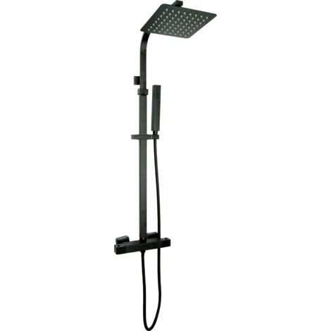 MITIGEUR DE DOUCHE THERMOSTATIQUE COLONNE DE DOUCHE PLUIE NOIR AQUAS