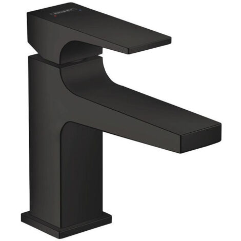 mitigeur de lavabo 100 poignée manette bec court, bonde Push-Open noir mat
