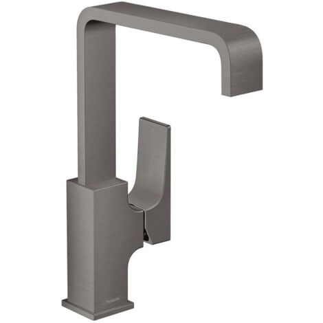 mitigeur de lavabo 230 poignée manette, bonde Push-Open noir chromé brossé