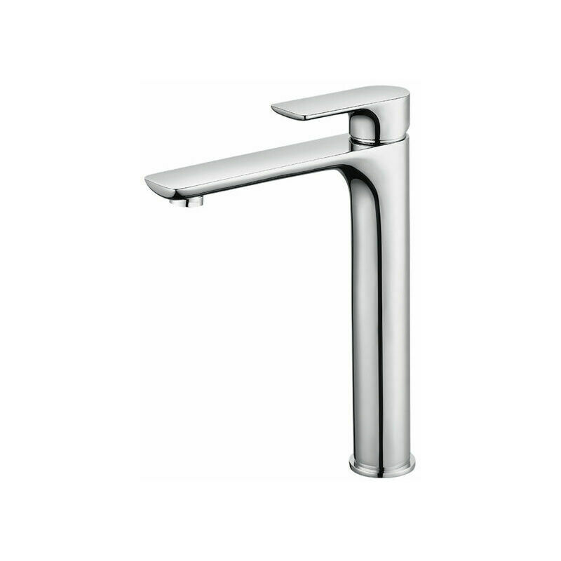 Start - Mitigeur de lavabo à bec haut design grand robinet de salle de bain chromé avec aérateur amovible robinet de lavabo en laiton grand robinet