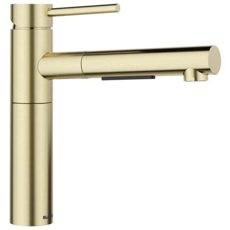 Blanco – Mitigeur de cuisine avec douchette extractible – Finition PVD or satiné – Bec pivotant 140° – Hauteur 226 mm – Débit 7.9 l/min