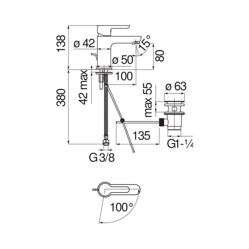 Nobili - Mitigeur de lavabo à économie d'eau et d'énergie abc Series ABH87118/4CR Chromé - Laiton