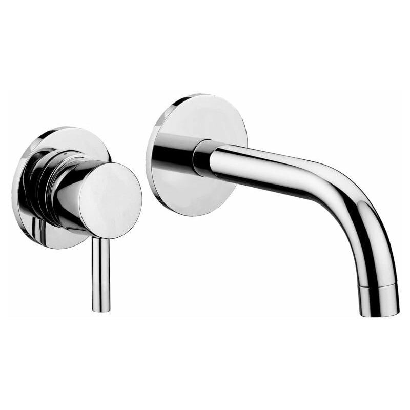 Mélangeur lavabo encastré avec bec l. 175 mm Acier looking Paffoni Stick series SK006ST70 Laiton - Steel looking