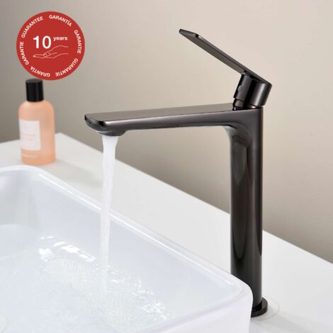 Mitigeur de lavabo bec haut SKY BATH noir cristal PVD série Glory