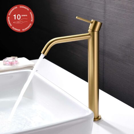 Mitigeur de lavabo bec haut SKY BATH or brossé PVD Inox S304 série Promise