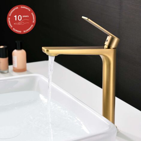 Mitigeur de lavabo bec haut SKY BATH or brossé PVD série Glory