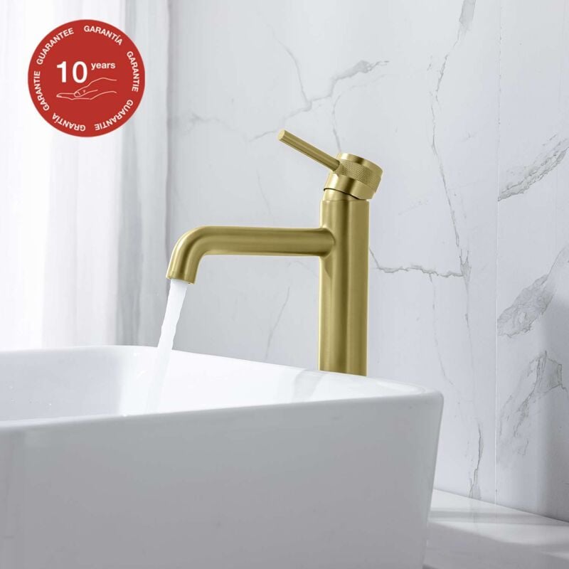 Poalgi - Mitigeur de lavabo bec haut sky bath or brossé pvd série Diamond