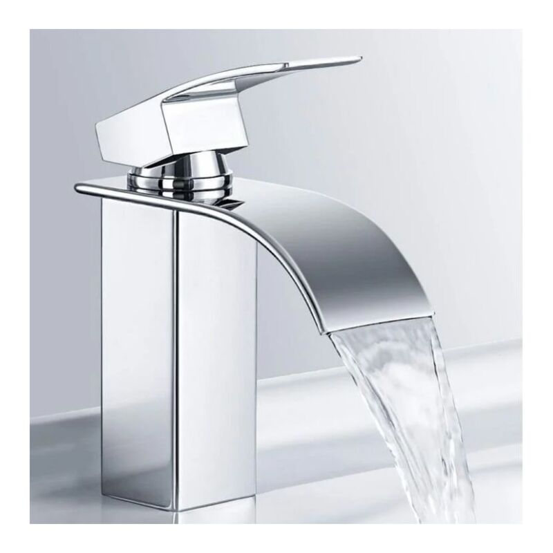 Csparkv - Mitigeur de Lavabo Cascade Robinet Salle de Bain en Acier Inox Robinet Lavabo Chromé Design Elégant