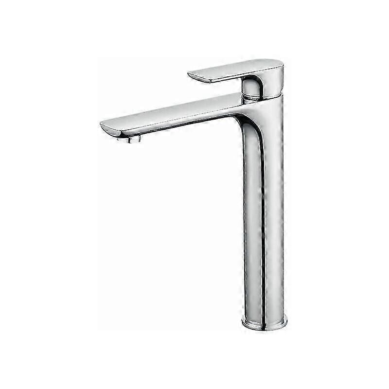 Mitigeur de lavabo design avec bec haut, grand robinet de salle de bain chromé avec aérateur amovible, robinet de lavabo en laiton, robinet de salle