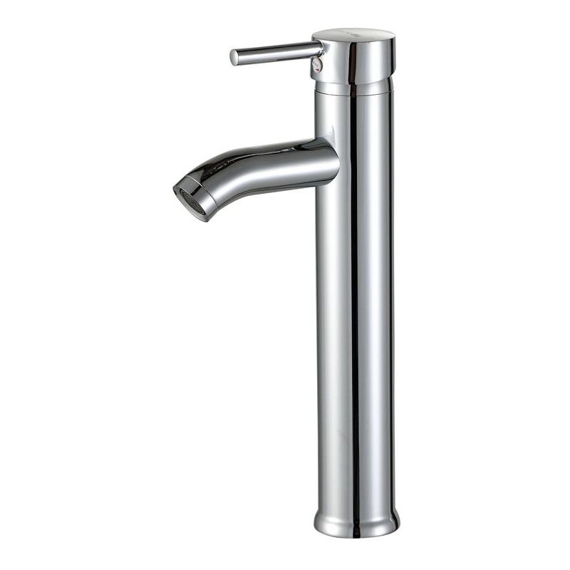 Mitigeur de lavabo design avec robinet monotrou à bec surélevé, pour lavabo à poser, laiton chromé, avec aérateur amovible, robinet, 1 pièce, argent