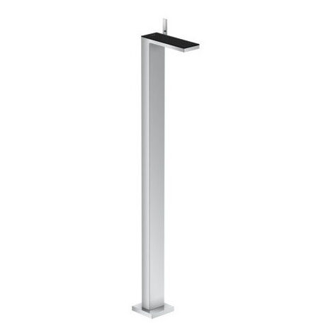 mitigeur de lavabo encastré au sol, bonde push-open chromée/verre noir
