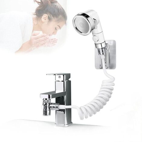 Mitigeur de lavabo Ensemble de douche pour lavabo, douche multifonctions, douchette à main, filtre pour robinet Convient pour lavabo ou lavabo propre Filetage intérieur 23-24mm Filetage extérieur 22mm