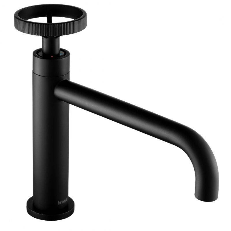 Krone - Mitigeur lavabo noir mat avec bonde h 20 cm - Faktory