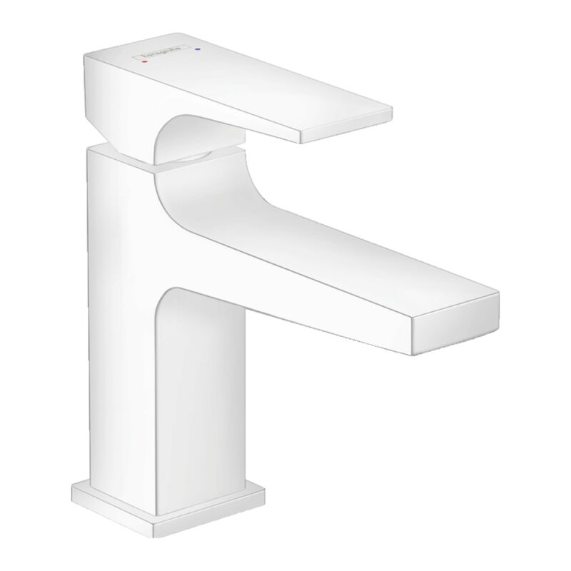 Hansgrohe - Mitigeur lavabo Metropol 100 poignée manette bec court, bonde Push-Open blanc mat
