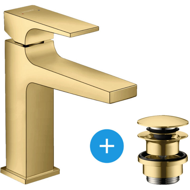 Hansgrohe - Mitigeur lavabo Metropol 110 poignée manette, bonde Push-Open aspect doré poli