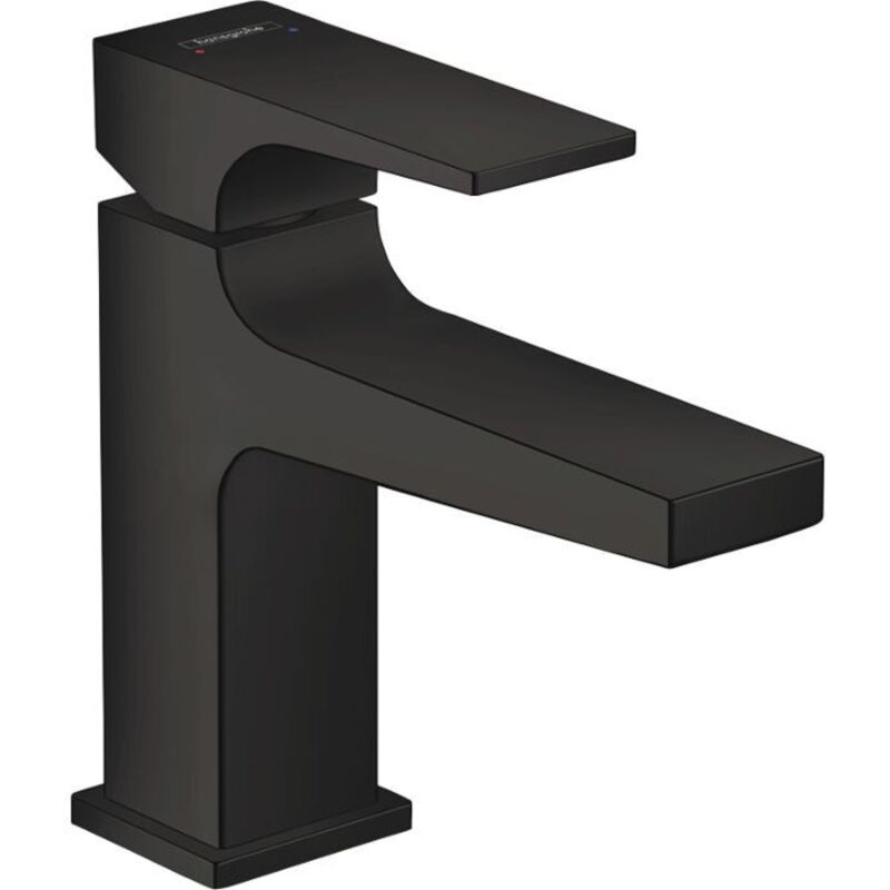 Hansgrohe - Metropol Mitigeur de lavabo 100 poignée manette bec court, bonde Push-Open, Noir mat (32500670)