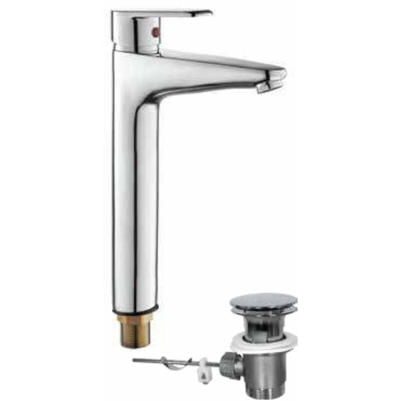 Mitigeur de lavabo haut, complet, en laiton chromé