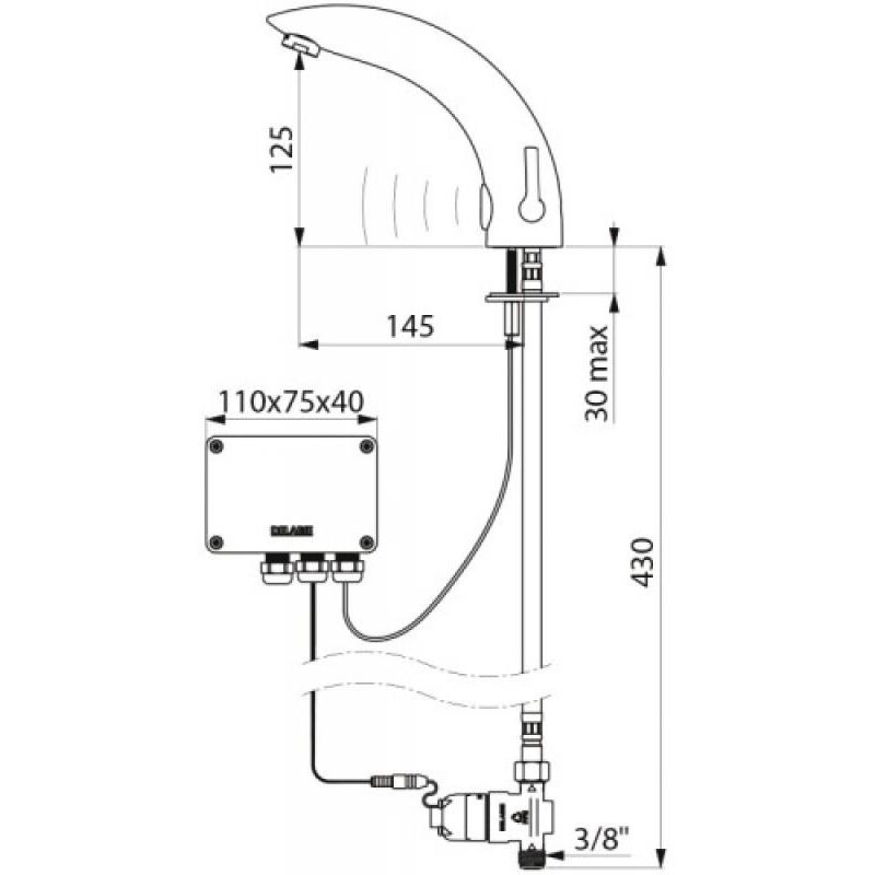 Delabie - Mitigeur de lavabo électronique Tempomatic Mix 2 sur plage M12x17 - alimentation par boîtier électronique à piles 6V